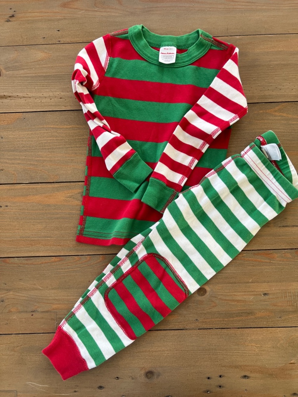 Hanna Andersson Red & Green Striped Holiday Pajama Set - Size 3